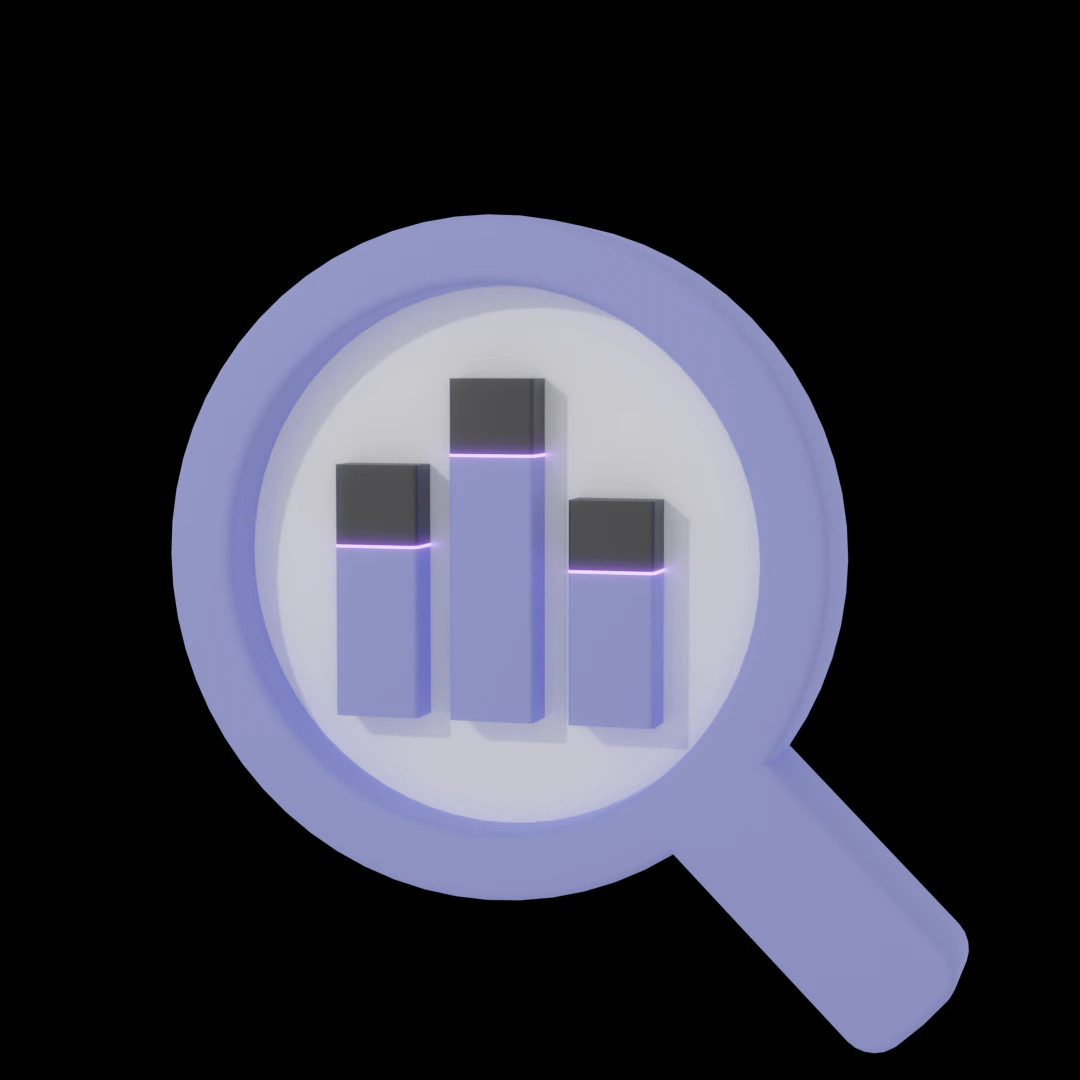 Bar graph magnifying glass icon 3D Model .c4d .max .obj .3ds .fbx .stl .blend 
