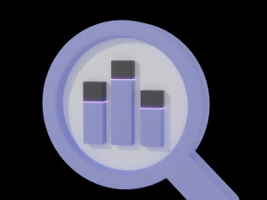 막대 그래프 돋보기 아이콘 3D 모델