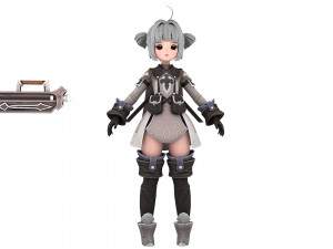 Warrior cartoon girl character Modèle 3D
