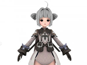 Warrior cartoon girl character 3D Model