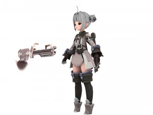 Warrior cartoon girl character 3D Model