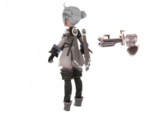 Warrior cartoon girl character 3D Model
