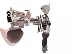 Warrior cartoon girl character 3D Model