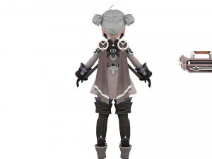 Warrior cartoon girl character 3D Model