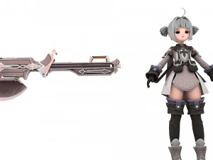 Warrior cartoon girl character 3D Model