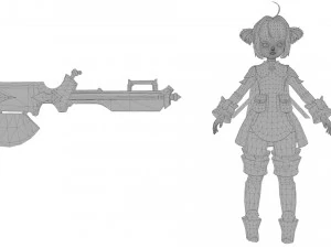 Warrior cartoon girl character 3D Model