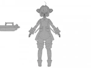 Warrior cartoon girl character 3D Model