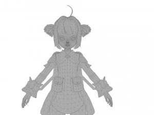 Warrior cartoon girl character 3D Model