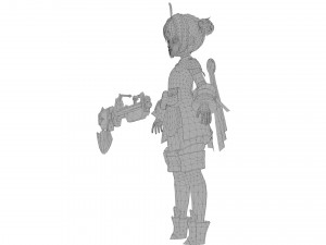 Warrior cartoon girl character Modèle 3D