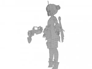 Warrior cartoon girl character 3D Model