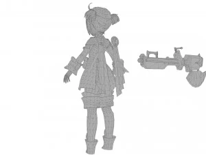 Warrior cartoon girl character 3D Model
