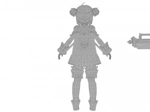 Warrior cartoon girl character 3D Model