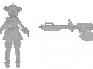 Warrior cartoon girl character Modèle 3D
