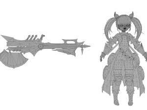 Warrior Azura Cyber Girl Constructor 3D 모델