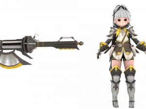 3D Character Amazonian warrior girl 3D Model