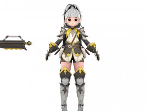 3D Character Amazonian warrior girl 3D Model