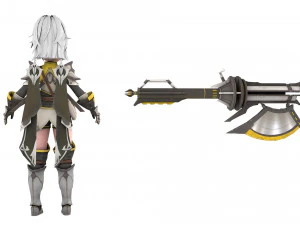 3D Character Amazonian warrior girl 3D Model