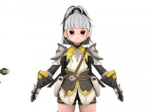 3D Character Amazonian warrior girl 3D Model