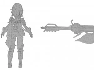 3D Character Amazonian warrior girl 3D Model