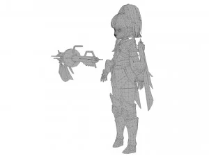 3D Character Amazonian warrior girl 3D Model