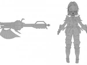 3D Character Amazonian warrior girl 3D Model