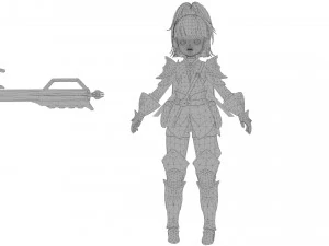 3D Character Amazonian warrior girl 3D Model
