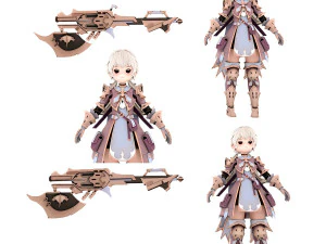 योद्धा कार्टून लड़की चरित्र महिला 3D मॉडल