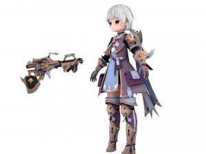 Warrior cartoon girl character woman 3D 模型