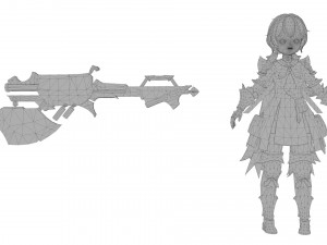 Warrior cartoon girl character woman 3D 模型