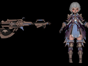 Warrior cartoon girl character woman 3D 模型