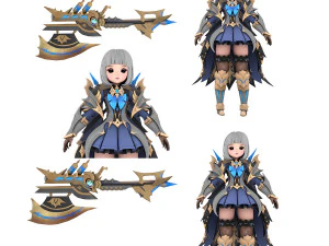 Warrior naina female rigged character 3D Model