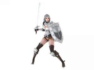 Supery warrior girl 3 rigged 3D Model