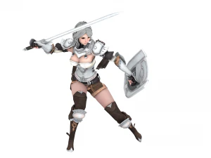 Supery warrior girl 3 rigged 3D Model