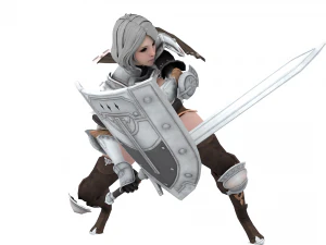 Supery warrior girl 3 rigged 3D Model