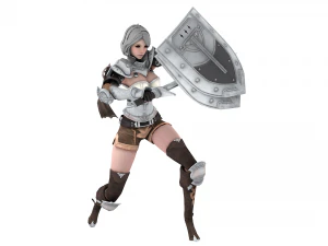 Supery warrior girl 3 rigged 3D Model