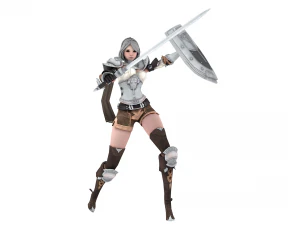 Supery warrior girl 3 rigged 3D Model