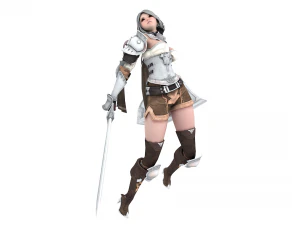 Supery warrior girl 3 rigged 3D Model