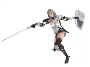 Supery warrior girl 3 rigged 3D Model
