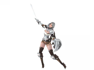 Supery warrior girl 3 rigged 3D Model