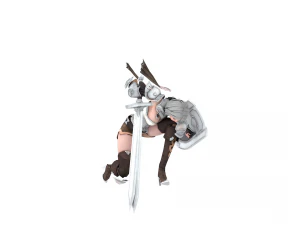Supery warrior girl 3 rigged 3D Model