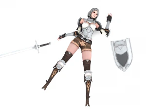 Supery warrior girl 3 rigged 3D Model