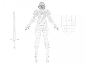 Supery warrior girl 3 rigged 3D Model