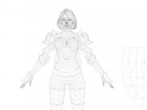 Supery warrior girl 3 rigged 3D Model