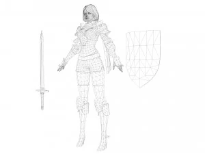 Supery warrior girl 3 rigged 3D Model