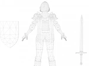Supery warrior girl 3 rigged 3D Model