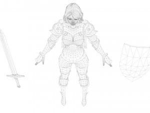 Supery warrior girl 3 rigged Model 3D