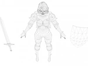 Supery warrior girl 3 rigged 3D Model
