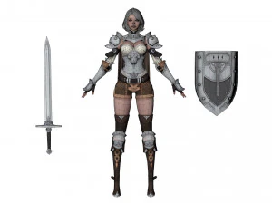Supery warrior girl 3 rigged 3D Model
