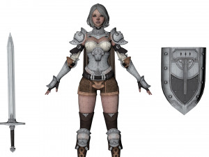 Supery warrior girl 3 rigged Model 3D