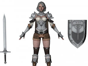 Supery warrior girl 3 rigged 3D Model